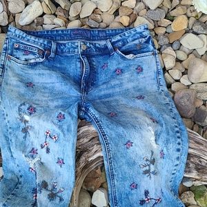 Lucky Brand floral embroidered jeans